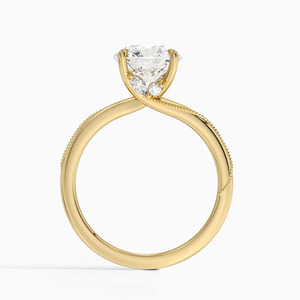 Bague de fiançailles solitaire à haute tige sertie de diamants croisés - Product Image 3