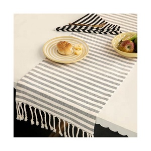 Custom Made Japanese Style Embroidered Splicing Striped Cotton <b>Linen</b> <b>Table</b> Runner Tassels Flag Party Wedding <b>Table</b> Decoration - Product Image 6