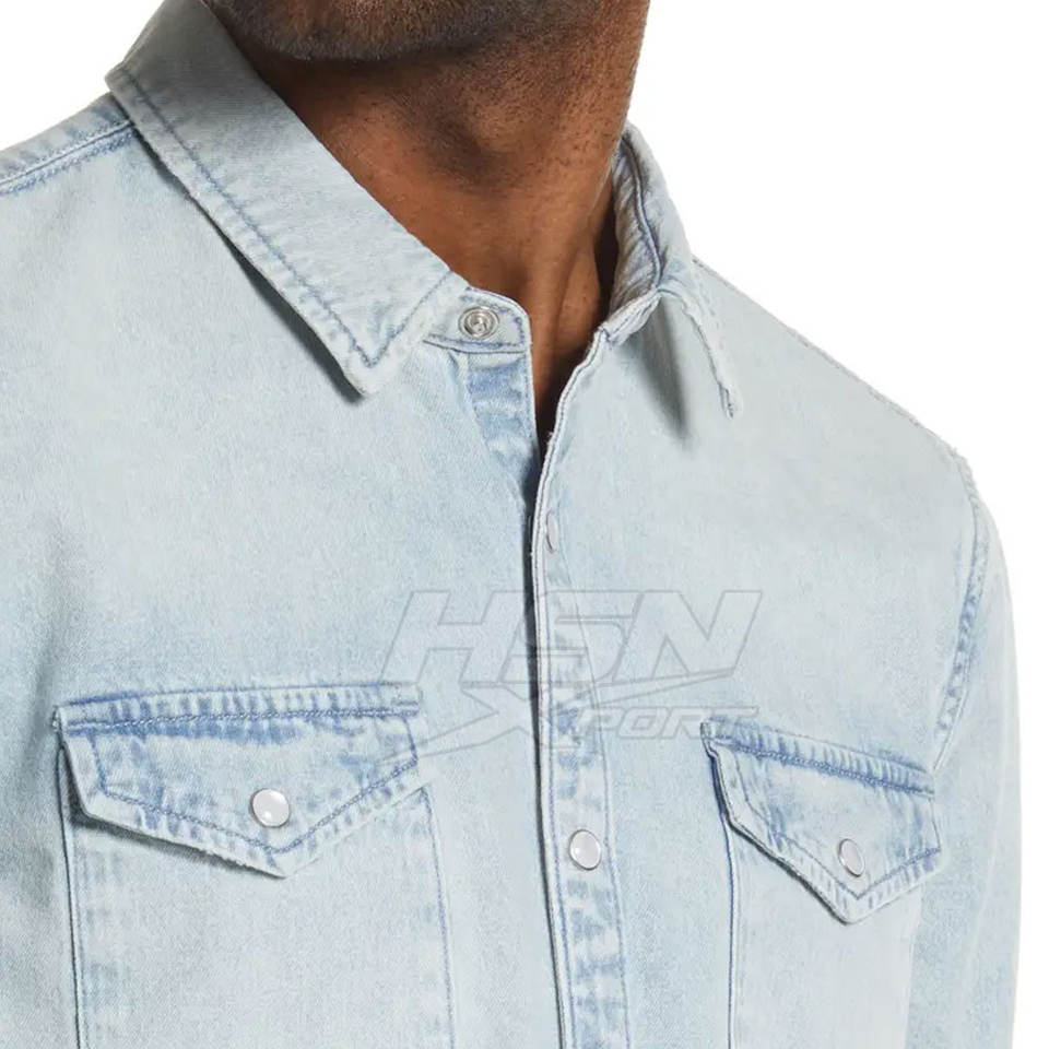 Stylish Classic Jeans Shirt for Men Long Sleeve Button Up Casual Wear ...
