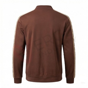 Veste de survêtement marron pour homme à col montant et fermeture éclair, manches longues, couleur unie, respirante, décontractée, pour l'automne, coupe classique - Product Image 2