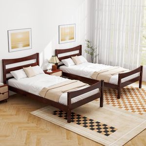 Lit simple classique en bois foncé pour enfants, cadre en bois massif, mobilier de chambre à coucher, vente en gros - Product Image 5