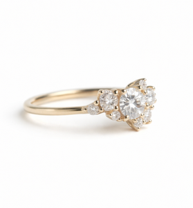 Bague de mariage en or massif jaune 14K 18K avec diamant rond certifié IGI de laboratoire, motif floral, pour vente en gros, ensemble de bagues de mariée - Product Image 4