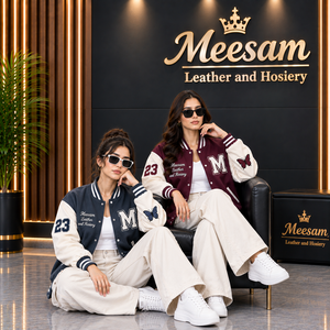 เสื้อแจ็คเก็ตวาร์ซิตี้สีเขียวสำหรับผู้ชาย ทำจากหนัง PU ปักตัวอักษร M ปกคอพับ สวมใส่สบายๆ ในฤดูใบไม้ร่วง ทรงปกติ - Product Image 2