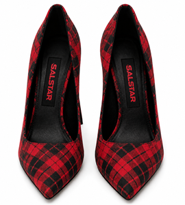 Fashion Women High Quality Tartan Stiletto Heels | <b>Pointed</b> Toe Plaid Pumps | Wholesale Ladies High Heels - Product Image 1