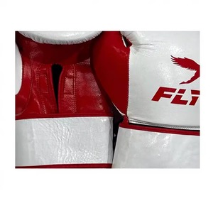 Gants de boxe Fly blancs et rouges à lacets en PU, à doigts entiers, pour adultes, entraînement et sparring - Product Image 5
