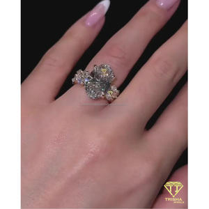 Luxury Floral Cluster Moissanite <b>Ring</b> With Round Cut Stones Elegant <b>Statement</b> Engagement Jewelry For Women Wedding Gift - Product Image 4
