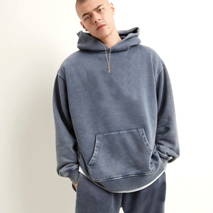 Sudadera con Capucha para Hombre, Estilo Moderno, Lavado Ácido, Uso Casual de Invierno, Marca Privada, MOQ Bajo, Térmica, 100% Algodón, Bolsillo Grande, Directo de Fábrica - Product Image 1