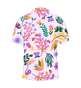 เสื้อโปโลผู้ชายสีม่วงพิมพ์ลายดอกไม้หลากสีลำลองแขนสั้นแฟชั่นฤดูร้อน - Product Image 2