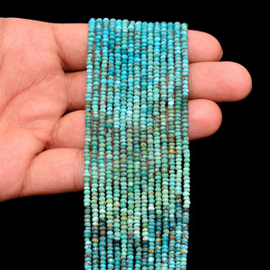 Cuentas redondas microfacetadas de turquesa AAA+ de 3 mm, turquesa natural multicolor de Arizona, piedra semipreciosa, cuentas cortadas a mano para joyería. - Product Image 2