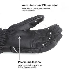 Unisex Keep Warm Winter Waterproof Touch Screen <b>Leather</b> Full Finger Ski Gloves Adjustable <b>Wrist</b> Strap Long <b>Cuff</b> Stylish Gloves - Product Image 2