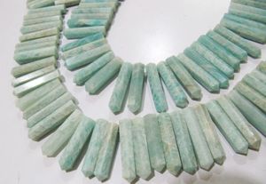 Cuentas facetadas de amazonita verde natural genuina en forma de lápiz puntiagudo de 1 pulgada de largo, se venden por hebra de 13 pulgadas, EMINENT JEWEL - Product Image 5