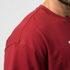 Camiseta de algodón roja de manga corta para hombre con estampado de letras, cuello redondo, corte regular, informal, básica, cuello redondo, cuello en V - Product Image 6