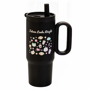 <b>Large</b> Capacity 316 Stainless Steel Tumbler with Straw and Insulated Coffee <b>Cup</b> Water Bottle with floral and funny patterns - Product Image 3