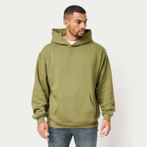 Sweat-shirts à capuche épais pour hommes en coton/polyester, avec logo personnalisé, épaules tombantes, sans cordon, pull uni imprimé - Product Image 1