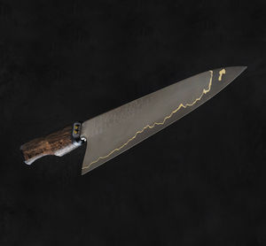 13 Inch Hunting <b>Knife</b> Stainless Steel <b>Blade</b> Serrated Edge Brass Accents Natural Wood Handle Leather Sheath OEM Customizable - Product Image 3