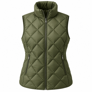 Nylon Quilted <b>Puffer</b> <b>Vest</b> with Zipper Closure Sleeveless Breathable & Quick Dry Customizable Plus Size Women's Winter Warm - Product Image 2