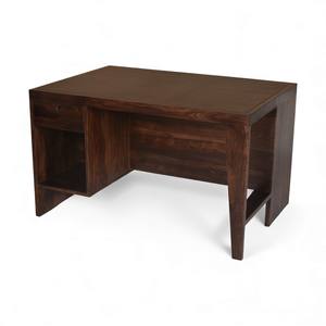 Juego de Muebles de Oficina Estilo Pierre Jeanneret al por Mayor, Escritorio de Madera Maciza con Superficie de Cuero y Silla de Oficina de Ratán con Patas en V - Product Image 3