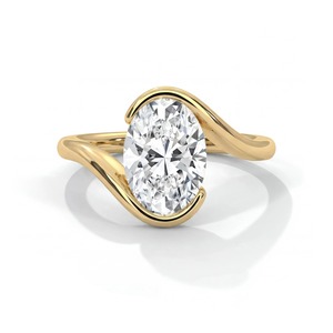 Anillo de compromiso solitario moderno con diamante cultivado en laboratorio de corte ovalado de 2 quilates en oro de 14 quilates para mujer - Product Image 1