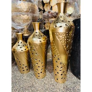 Gold Plated Luxury Flower Pot For Artificial Plants Casted Gold Leaf Design Metal <b>Vases</b> Tabletop Display Flower Pots For Home - Product Image 6