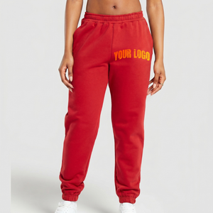 Pantalon de survêtement pour femme, coupe droite, en polyester et coton, style streetwear, taille élastique, grandes tailles personnalisées, pour l'hiver - Product Image 1