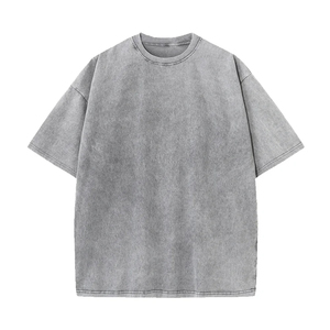 Camiseta de Algodón Lavado Gris Oscuro para Hombre, Cuello Redondo, Manga Corta, Corte Regular, Tejido Jersey Informal, Transpirable, Color Sólido - Product Image 5