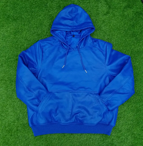 Chaqueta de cuero premium personalizada azul para hombre, sudadera con capucha, suéter bomber de cuero genuino para hombre - Product Image 1