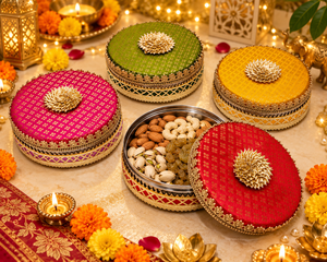Caja de Regalo Decorativa de Acero de 7 Pulgadas y 900 g para Frutos Secos, Ideal para Regalos de Diwali, Bodas y Cestas de Regalo - Product Image 3