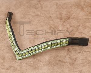 Bande de sourcils de cheval en cuir noir fait à la main peignes de curry en forme de V personnalisés Bling brillant 3 rangs chauve-souris meilleur prix cheval toilettage - Product Image 6