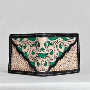 Portefeuille en cuir véritable fait main avec motif gaufré serpent, style vintage, fermeture pliante, portefeuille court pour homme, usage quotidien - Product Image 2