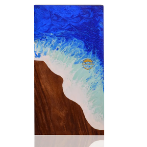 Urna Funeraria de Resina y Madera Natural Inspirada en el Océano, Caja para Cenizas con Diseño de Ola Azul Hecha a Mano por AYAANS - Product Image 5