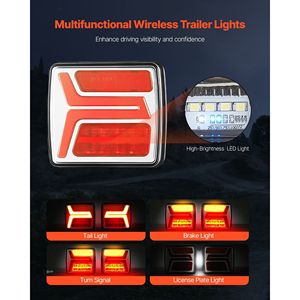 2 pezzi 12V LED magnetico senza fili rimorchio luci di coda impermeabile Kit di illuminazione di traino per camion barca Stop freno luce targa di svolta - Product Image 2
