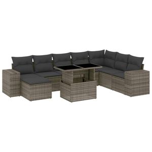Grey Garden <b>Sofa</b> <b>Set</b> With Cushions UV Resistant PE Rattan Outdoor Furniture Contemporary Design Waterproof - Product Image 2
