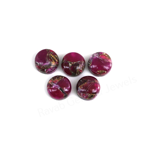Rubí Rosa Natural de Cobre, 12 mm, Forma Redonda, Parte Posterior Plana, Alto Pulido, Gema Suelta Lisa, Cabujón para Fabricación de Joyas, Colgante, Collar - Product Image 2