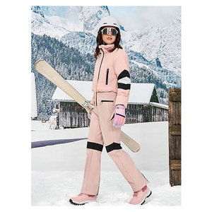 Traje de esquí de una pieza para mujer, impermeable, para deportes de invierno al aire libre, mono de snowboard aislado, chaqueta de nieve con bloques de color, una pieza - Product Image 5