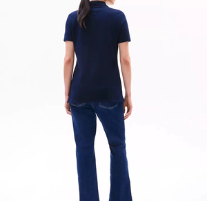 Camisa Polo Azul Marino para Mujer, Manga Corta, Color Sólido, Casual, Tejido Oxford 100% Algodón, Corte Regular, Venta al Por Mayor OEM - Product Image 3