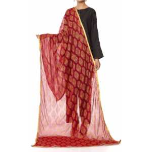 Maroon Screen Printed Chiffon Dupatta PS2703 para vestidos de Graduación - Product Image 1