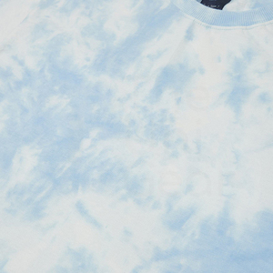 Camiseta de Manga Corta con Cuello Redondo y Estampado Tie-Dye para Hombre, Corte Regular, Tejido de Punto Informal, Diseño con Patrón Azul y Blanco - Product Image 4