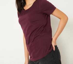<b>Men's</b> <b>Burgundy</b> Ribbed U Neck Short Sleeve T-<b>Shirt</b> 100% Cotton Breathable Anti-Wrinkle Casual Digital Printing - Product Image 1
