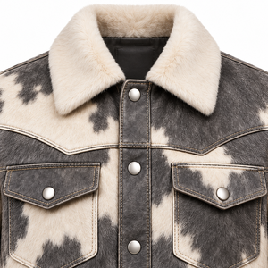 Chaqueta Vaquera Personalizada para Hombre, Color Gris Humo, con Pelo de Vaca, Cuello en V, Estilo Vaquero, Fabricante y Proveedor Mayorista OEM, Premium - Product Image 4