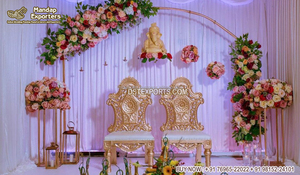 ชุดเก้าอี้เจ้าสาวเจ้าบ่าวสำหรับเวทีงานแต่งงานที่สวยที่สุดชุดเก้าอี้บัลลังก์สำหรับงานปาร์ตี้งานแต่งงานที่ปรับแต่งได้ - Product Image 6