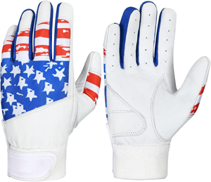 Gants de frappe de baseball professionnels, qualité supérieure, en cuir, fermeture auto-agrippante, paume antidérapante. - Product Image 1