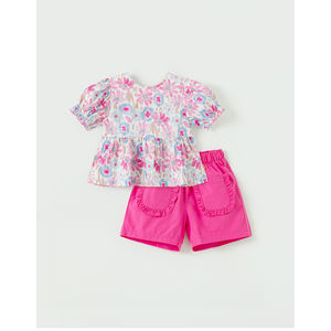 Conjunto de Ropa con Estampado Floral Estilo Coreano OZKIZ para Niñas de 2 a 6 Años, Moda Infantil de Verano al por Mayor - Product Image 1