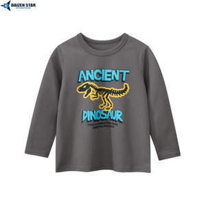 เสื้อยืดแขนยาวลายไดโนเสาร์สำหรับผู้ชาย คอกลม ทรงปกติ ผ้าฝ้ายเจอร์ซีย์ สไตล์ลำลอง - Product Image 4