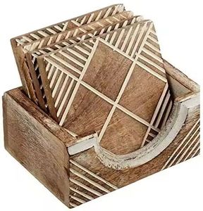 American Style Acacia Wood And Resin <b>Coaster</b> Mats Home Tea Coffee Drink Cup <b>Coaster</b> <b>Sets</b> Kitchen Use Top Sale - Product Image 5
