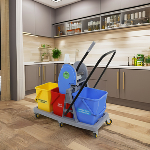 Carrito de fregado de triple cubo con plástico PP ecológico, capacidad de más de 30L, seguro para agua hirviendo, multicolor - Product Image 5