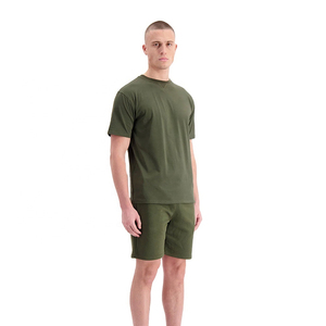 Men Regular Fit T-Shirt & Short <b>Set</b> New Design Solid Color Short Sleeve Cotton Fabric Two Piece <b>Twin</b> <b>Set</b> with Pockets For Sale - Product Image 2