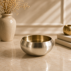 Wholesale Brass and Silver Bowl with Wooden Spoon Perfect for Serving Salads or Snacks Stylish and Durable Kitchenware - Product Image 4
