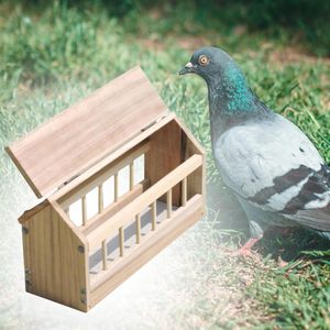 Mangeoire en bois pour pigeons, distributeur de nourriture à faible gaspillage pour volailles, poussins et oiseaux, mangeoire durable en bois pour oiseaux, fournitures pour animaux de compagnie - Product Image 3