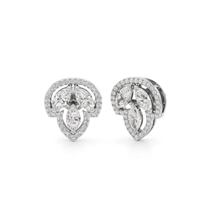 Geometric Diamond Stud <b>Earrings</b> 925 <b>Silver</b> Round Brilliant Cut Women's Classic <b>Wedding</b> Jewelry - Product Image 1