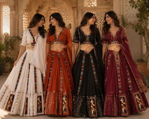 Conjunto Lehenga Choli Henixa Creation para Navratri, con Dupatta de trabajo vintage elaborado, de algodón cambray puro, largo hasta el suelo, corte ajustado, para pakistaníes, talla XL - Product Image 2